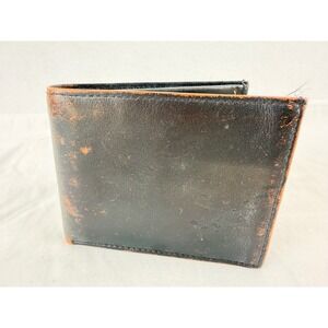 Vintage Buxton Mens Black Genuine Leather Bifold Wallet Money Clip Key Holder